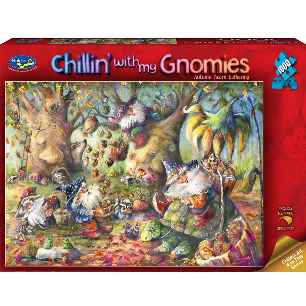 Chillin' with my Gnomies 1000 Piece Jigsaw Puzzle - Autumn Acorn Gathering