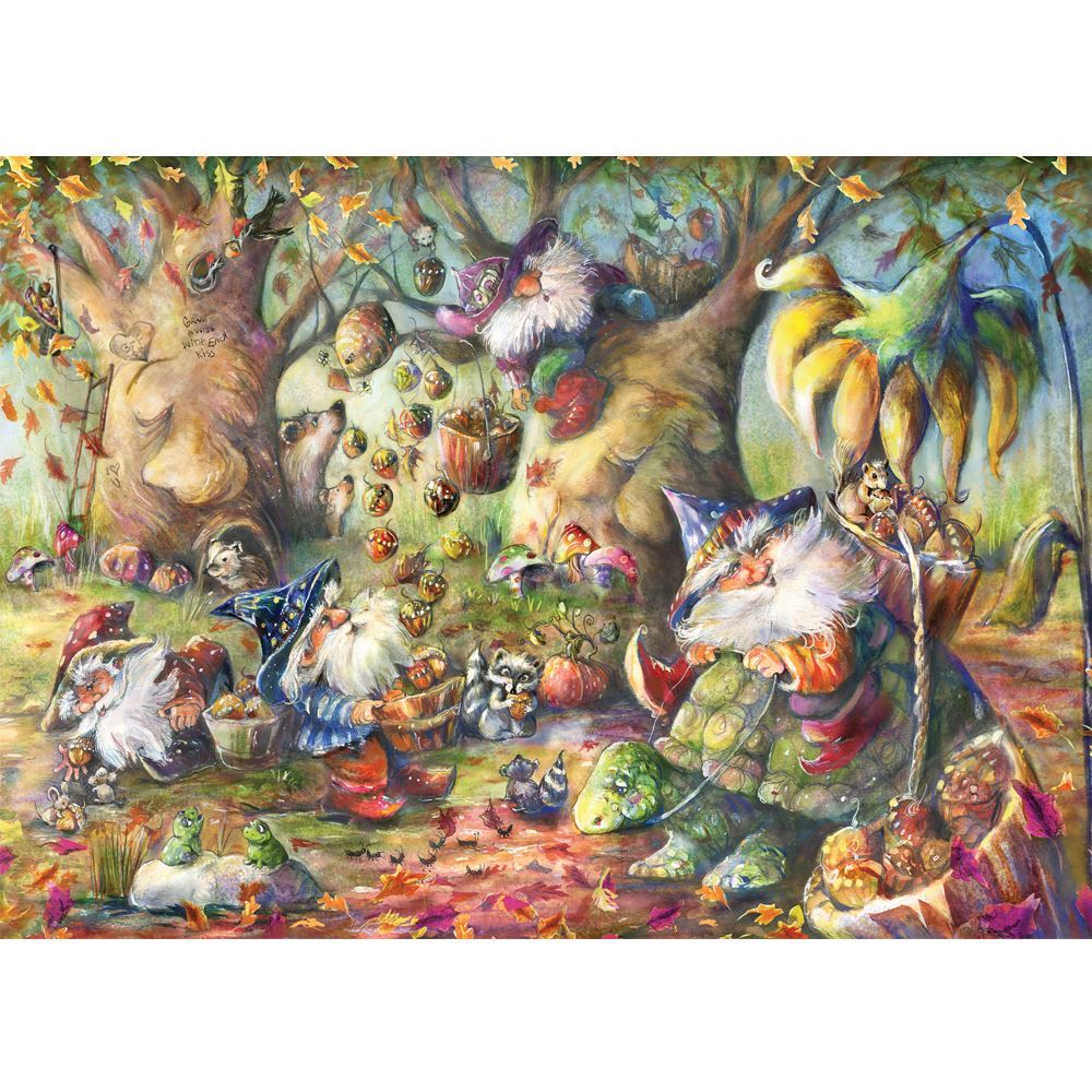 Chillin' with my Gnomies 1000 Piece Jigsaw Puzzle - Autumn Acorn Gathering