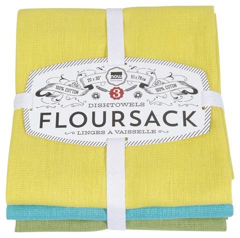 Now Designs - Chartreuse Turq Leafe Set of 3 - Floursack Tea Towel