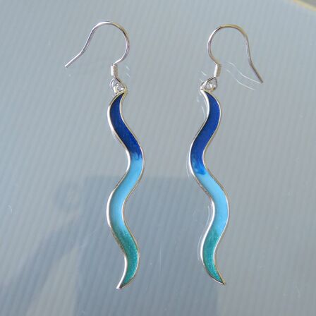 Wave Drop Sterling Silver Earrings